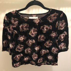 Abercrombie And Fitch Velvet Floral Print Crop Top